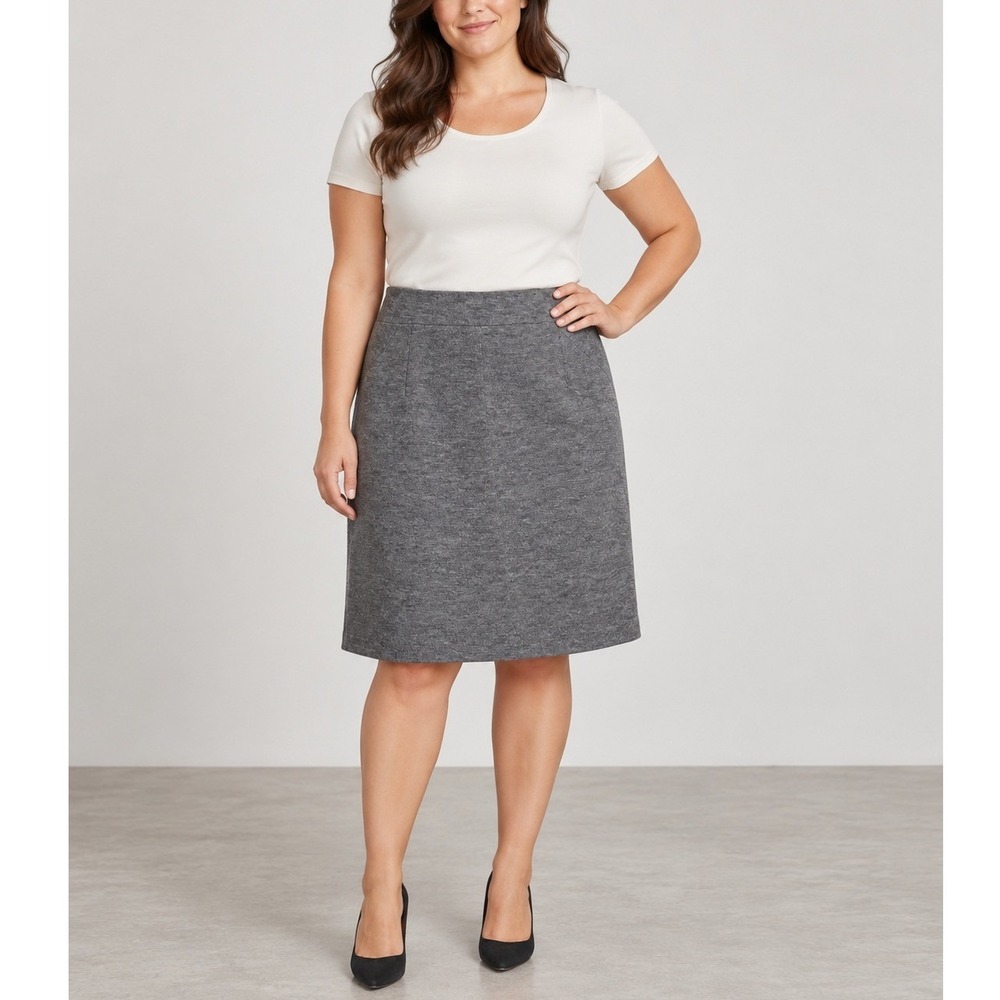 Ann Taylor Pencil Skirt Wool Cotton Blend Size 12 Gray Office Professional